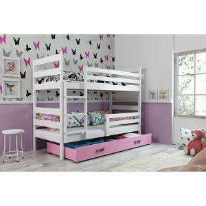 BMS Detská poschodová posteľ ERYK | biela Farba: biela / ružová, Rozmer.: 190 x 80 cm