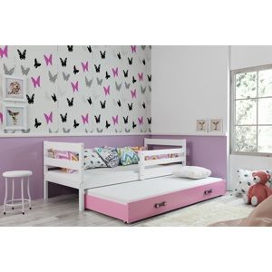 BMS Detská posteľ s prístelkou ERYK 2 | biela Farba: biela / ružová, Rozmer.: 200 x 90 cm