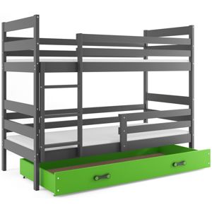 BMS Detská poschodová posteľ ERYK / sivá Farba: Sivá / zelená, Rozmer.: 200 x 90 cm
