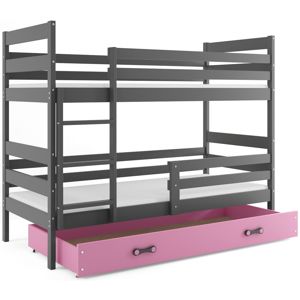 BMS Detská poschodová posteľ ERYK / sivá Farba: Sivá / ružová, Rozmer.: 200 x 90 cm