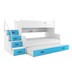 BMS Detská poschodová posteľ s prístelkou MAX 3 Farba: Modrá