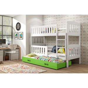 BMS Detská poschodová posteľ KUBUŠ 3 s prístelkou | biela Farba: biela / zelená, Rozmer.: 190 x 80 cm