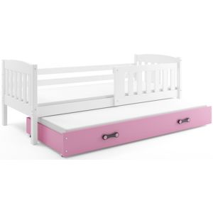 BMS Detská posteľ KUBUŠ 2 s prístelkou | biela Farba: biela / ružová, Rozmer.: 190 x 80 cm
