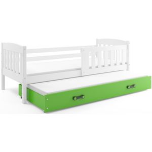 BMS Detská posteľ KUBUŠ 2 s prístelkou | biela Farba: biela / zelená, Rozmer.: 190 x 80 cm