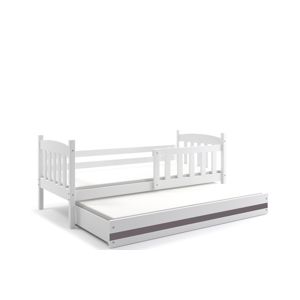 BMS Detská posteľ KUBUŠ 2 s prístelkou | biela Farba: biela / sivá, Rozmer.: 200 x 90 cm