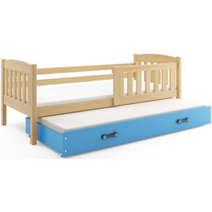 BMS Detská posteľ KUBUŠ 2 s prístelkou | borovica Farba: Borovica / modrá, Rozmer.: 200 x 90 cm