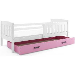 BMS Detská posteľ KUBUŠ 1 s úložným priestorom| biela Farba: biela / ružová, Rozmer.: 160 x 80 cm