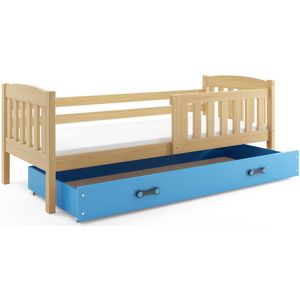 BMS Detská posteľ KUBUŠ 1 s úložným priestorom | borovica Farba: Borovica / modrá, Rozmer.: 200 x 90 cm