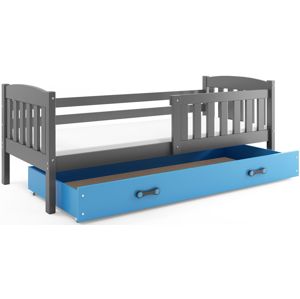 BMS Detská posteľ KUBUŠ 1 s úložným priestorom | sivá Farba: Sivá / Modrá, Rozmer.: 160 x 80 cm