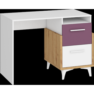 WIP Písací stôl HEY-03 |105 Farba: Dub artisan/biela/fialová