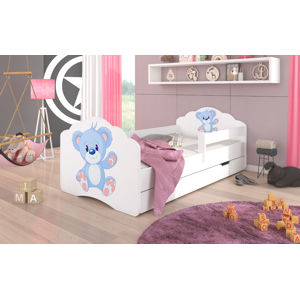 ArtAdrk Detská posteľ CASIMO | Modrý macko so zásuvkou Prevedenie: so zábranou