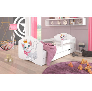 ArtAdrk Detská posteľ CASIMO | Mačička so zásuvkou Prevedenie: so zábranou