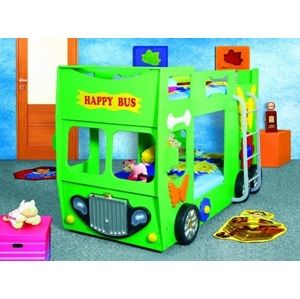 Artplast Detská poschodová posteľ HAPPY BUS | zelený
