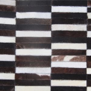 TEMPO KONDELA Luxusný kožený koberec, hnedá/čierna/biela, patchwork, 201x300, KOŽA TYP 6