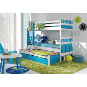 ArtBed Detská poschodová posteľ s prístelkou MAKSYMILIAN Prevedenie: Morenie - Akryl