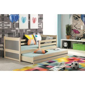 BMS Detská posteľ s prístelkou RICO 2 | borovica 90 x 200 cm Farba: Sivá