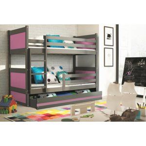 BMS Detská poschodová posteľ RICO | sivá 80 x 160 cm Farba: Ružová