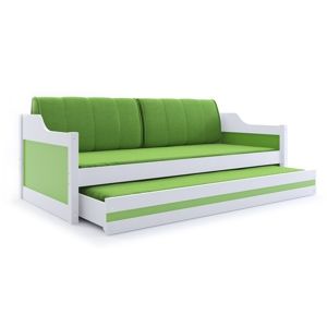 BMS Detská posteľ s prístelkou DAWID | biela 80 x 190 cm Farba: Zelená