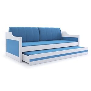BMS Detská posteľ s prístelkou DAWID | biela 80 x 190 cm Farba: Modrá