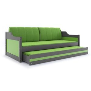 BMS Detská posteľ s prístelkou DAWID | sivá 80 x 190 cm Farba: Zelená