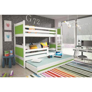 BMS Detská poschodová posteľ s prístelkou RICO 3 | biela 80 x 160 cm Farba: biela /zelená