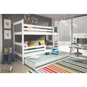 BMS Detská poschodová posteľ s prístelkou RICO 3 | biela 90 x 200 cm Farba: Biela/sivá
