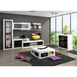 WIP Obývacia stena VERIN 3 Farba: Biela / čierny lesk