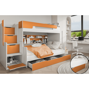 ArtBed Detská poschodová posteľ HARRY | biela/oranžová