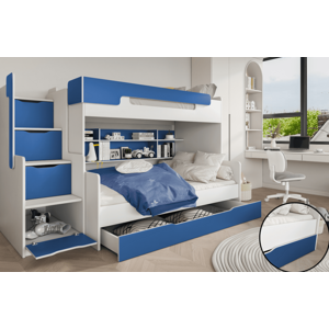 ArtBed Detská poschodová posteľ HARRY | biela/modrá