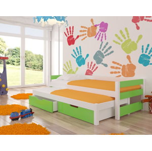 ArtAdrk Detská posteľ s prístelkou FRAGA Farba: biela / zelená