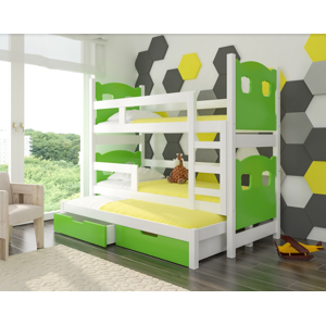 ArtAdrk Detská poschodová posteľ LETICIA Farba: biela / zelená