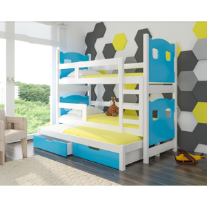ArtAdrk Detská poschodová posteľ LETICIA Farba: biela / modrá