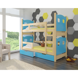 ArtAdrk Detská poschodová posteľ MARABA Farba: Borovica / modrá
