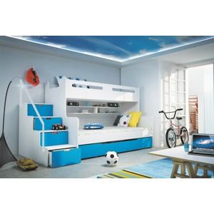 BMS Detská poschodová posteľ MAX 3 Farba: Modrá