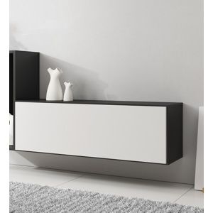 ArtCam TV stolík ROCO RO-1 roco: korpus čierny mat / okraj čierny mat / dvierka biely mat