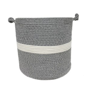 TEMPO-KONDELA SAGO, pletený kôš, sivá/biela, 40x37 cm