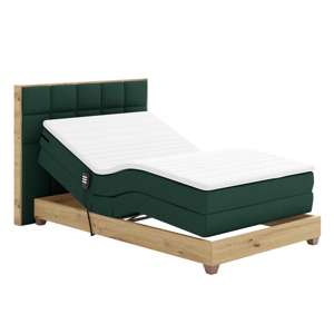 Elektrická polohovacia posteľ, boxspring, zelená/dub artisan, 120x200, TIANA